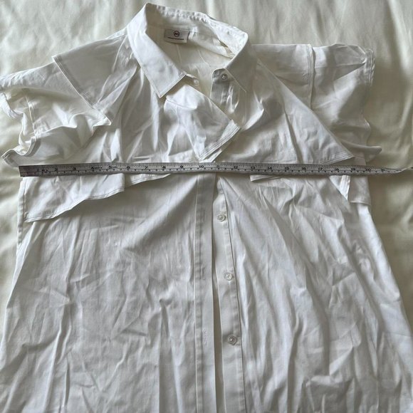 Adriano Goldschmeid white Marina Short-Sleeve Ruffled Top‎ - Picture 2 of 9